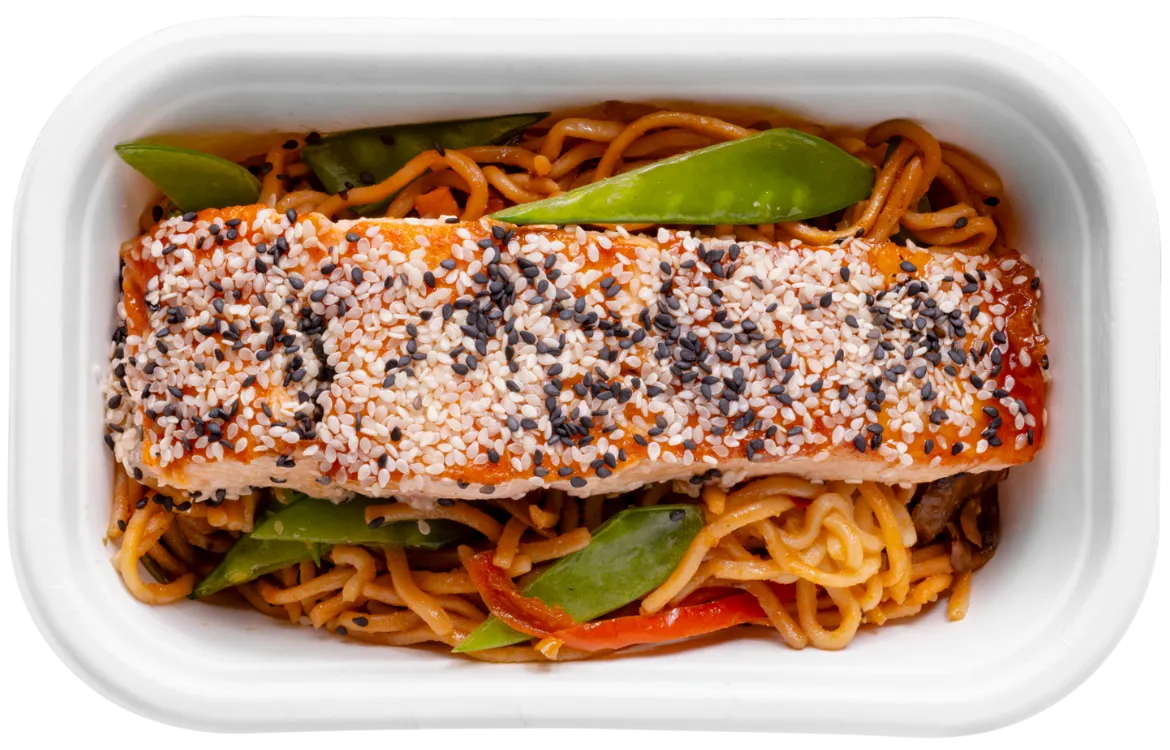 Teriyaki Zalm - Eiernoedels - Wok Groente